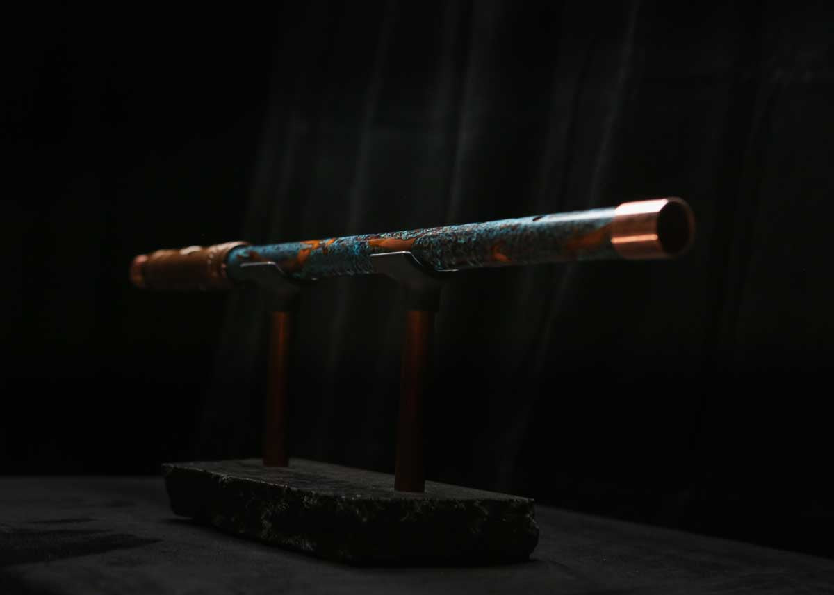 High F (Lullaby) Copper Flute #LE0083 in Copper Ocean Mist