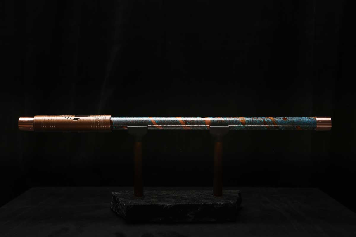High F (Lullaby) Copper Flute #LE0082 in Spiral Ocean Mist