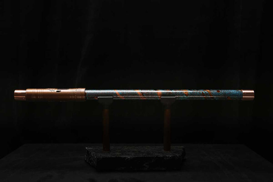 High F (Lullaby) Copper Flute #LE0082 in Spiral Ocean Mist