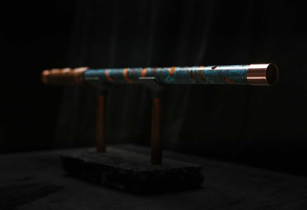 High F (Lullaby) Copper Flute #LE0082 in Spiral Ocean Mist