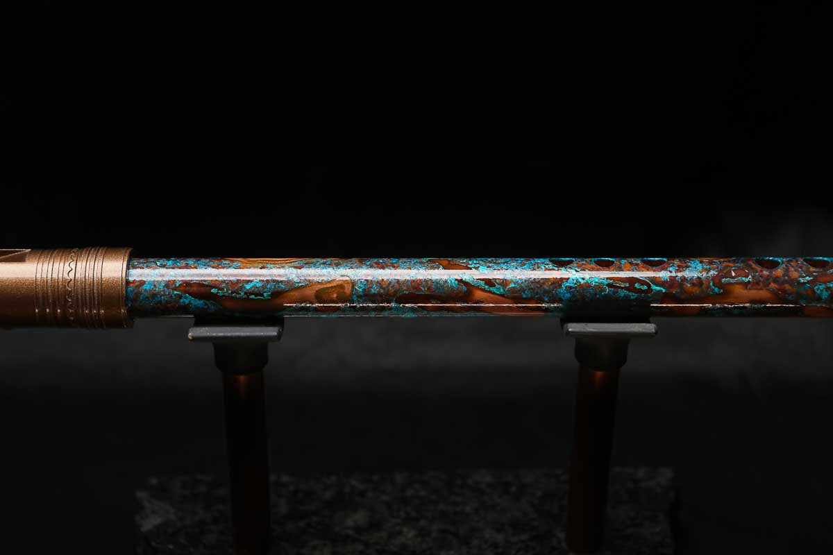 High F (Lullaby) Copper Flute #LE0081 in Copper Ocean Mist