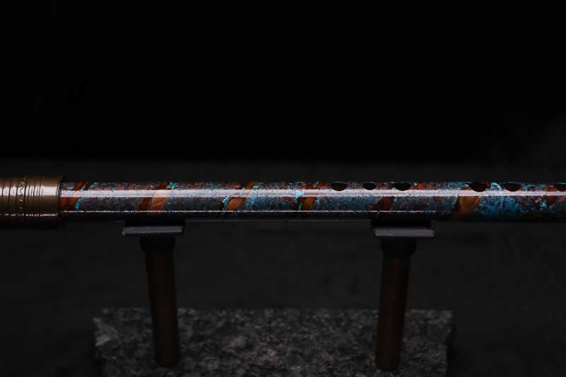 High F (Lullaby) Copper Flute #LE0086 in Turquoise Burl