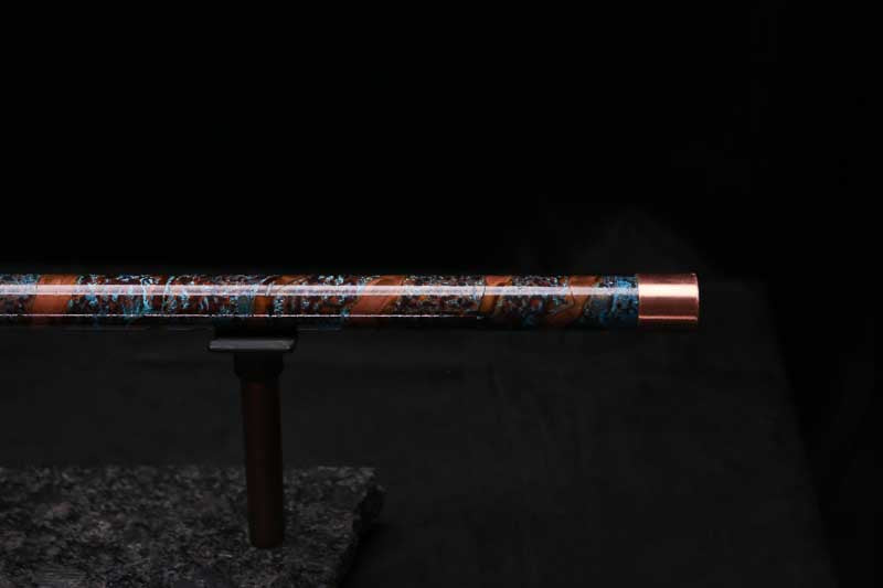 High F (Lullaby) Copper Flute #LE0086 in Turquoise Burl