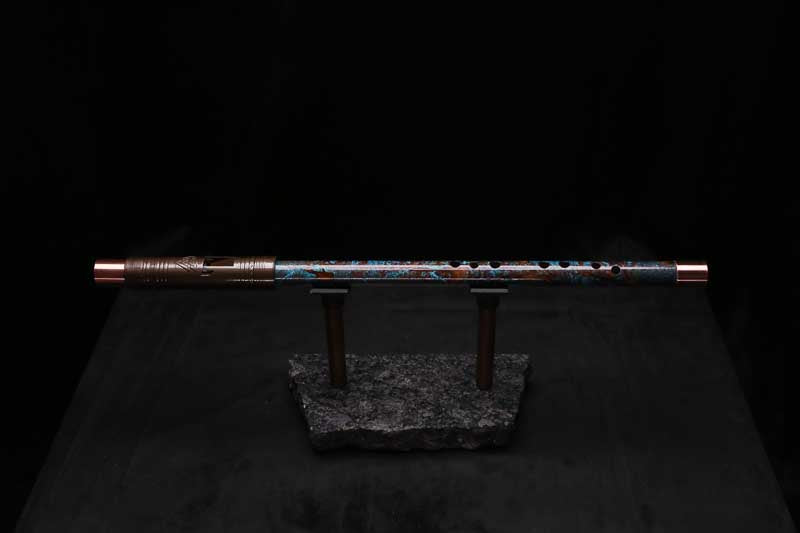 High F (Lullaby) Copper Flute #LE0088 in Turquoise Burl