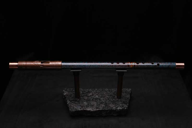 High F (Lullaby) Copper Flute #LE0091 in Turquoise Three Islands