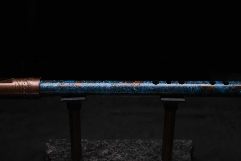 High F (Lullaby) Copper Flute #LE0092 in Turquoise Burl