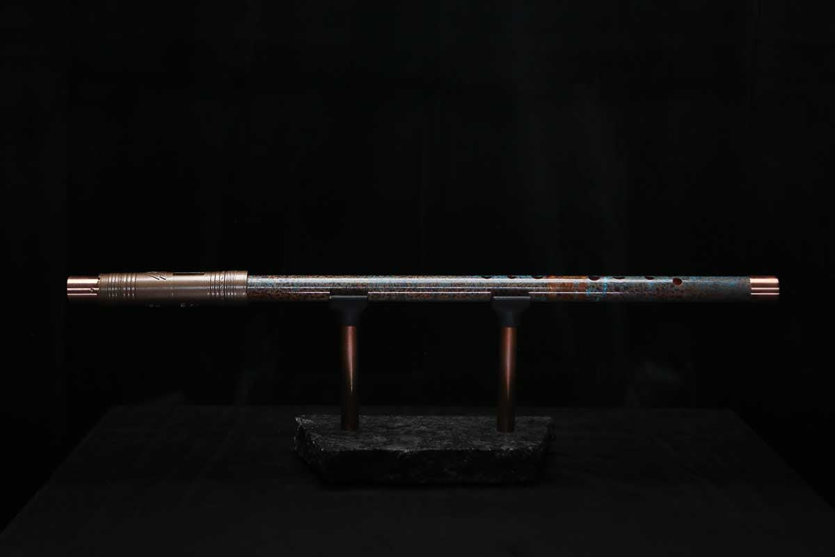 Low D Copper Flute #LDC0073 in Turquoise Three Islands