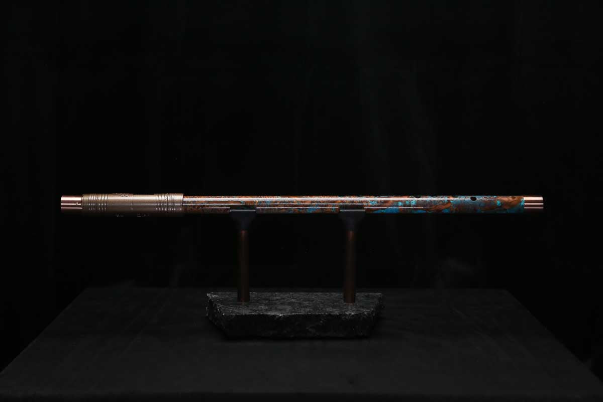 Low D Copper Flute #LDC0070 in Turquoise Burl