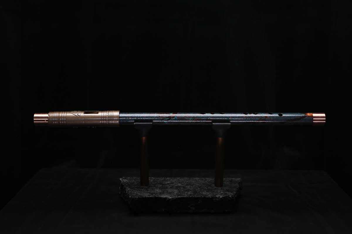 High F (Lullaby) Copper Flute #LE0094 in Deep Ocean Burl