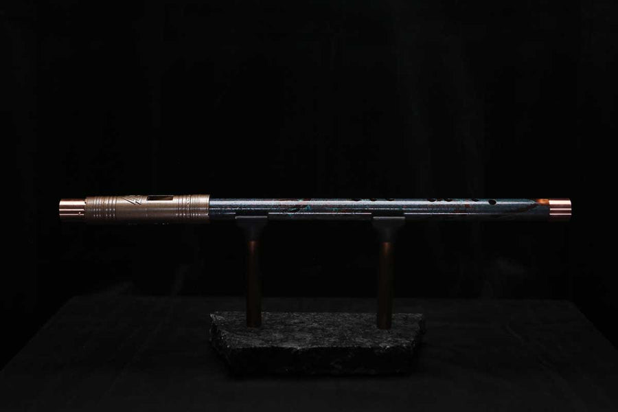 High F (Lullaby) Copper Flute #LE0094 in Deep Ocean Burl