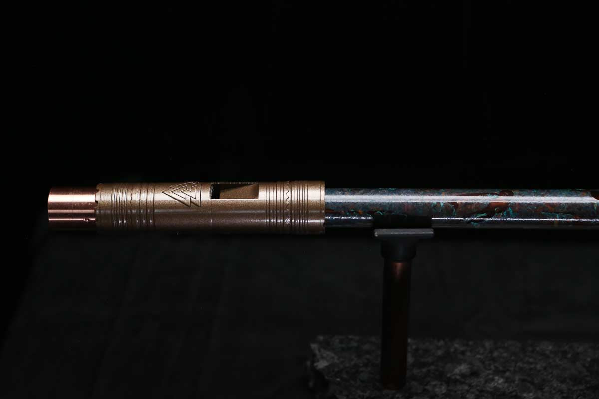 High F (Lullaby) Copper Flute #LE0094 in Deep Ocean Burl