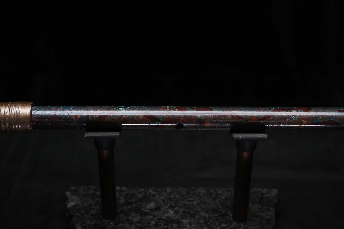 High F (Lullaby) Copper Flute #LE0094 in Deep Ocean Burl