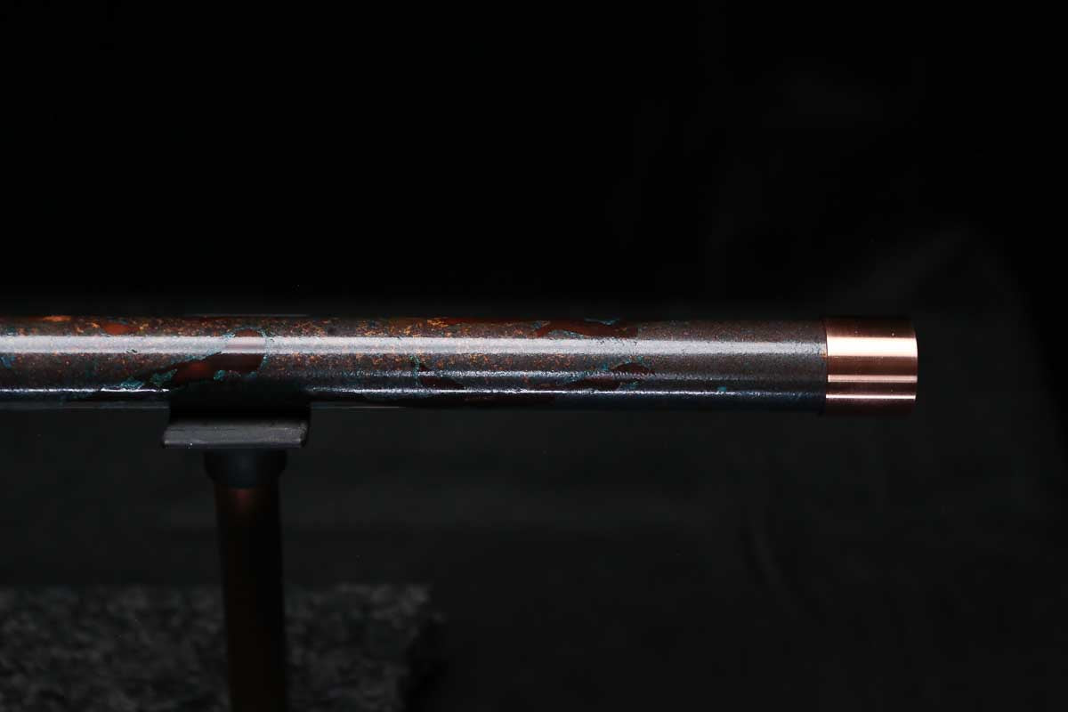 High F (Lullaby) Copper Flute #LE0094 in Deep Ocean Burl