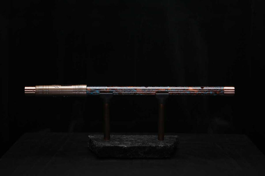 High F (Lullaby) Copper Flute #LE0095 in Turquoise Ocean Burl
