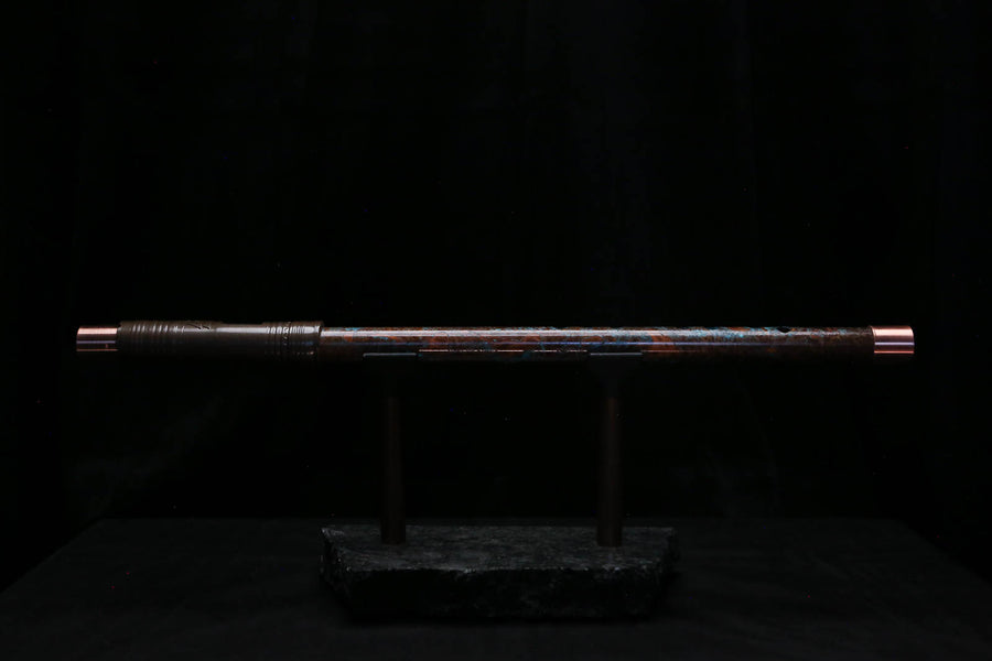 High F (Lullaby) Copper Flute #LE0101 in Turquoise Burl