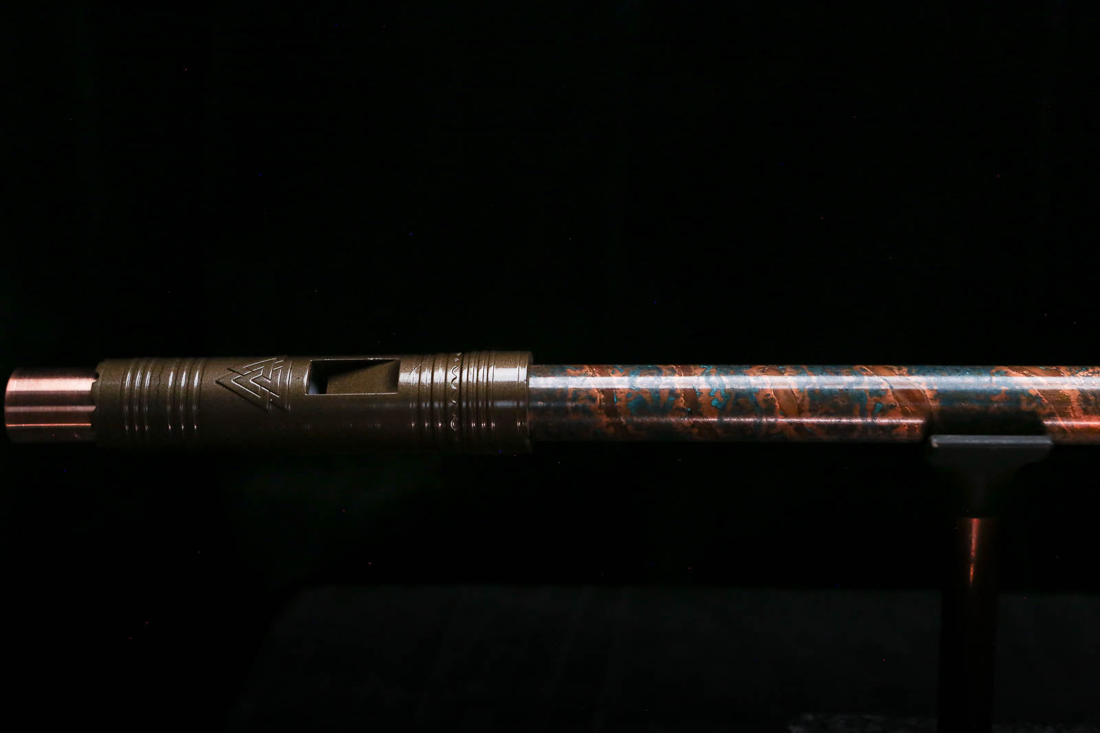 Low C Copper Flute #0165 in Arctic Spiral Burl w/special End Piece