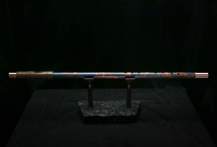 Low C Copper Flute #0169 in Turquoise Burl