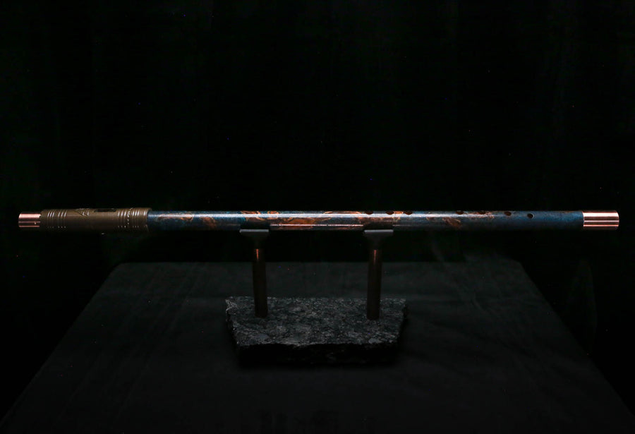 Low C Copper Flute #0180 in Turquoise Ocean Burl