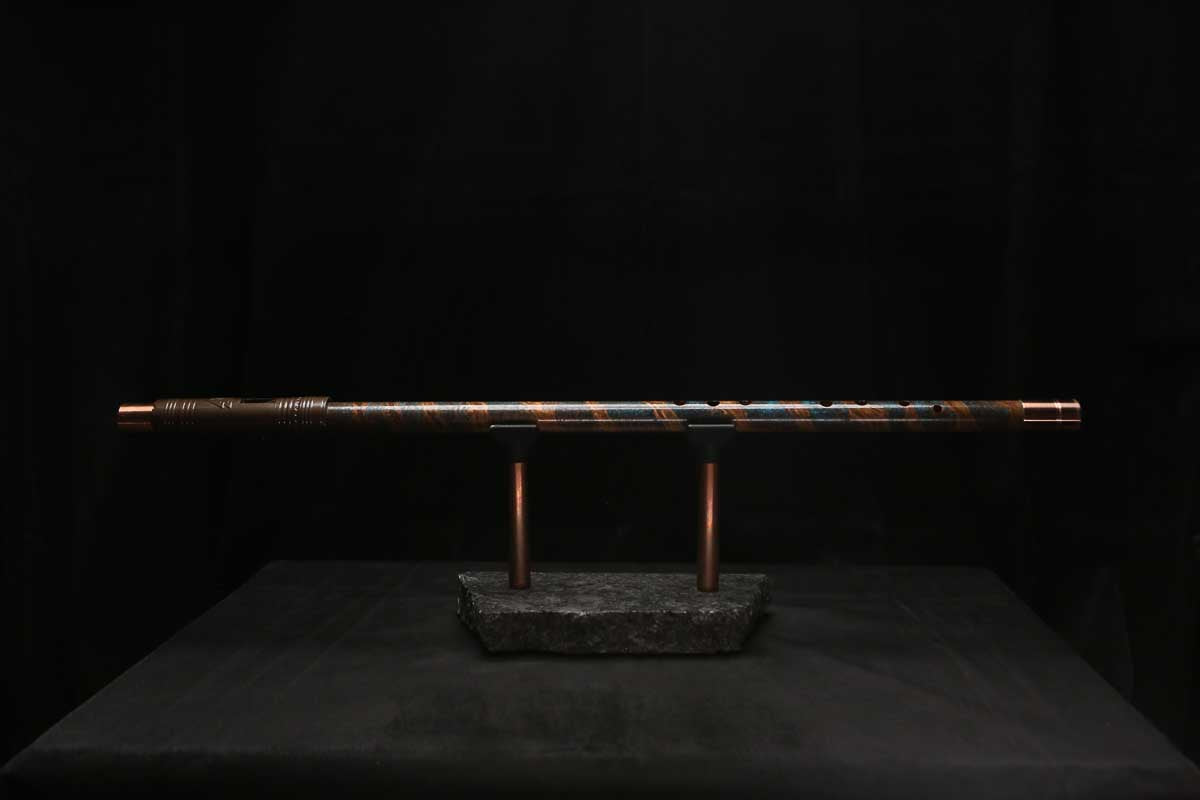 Low C Copper Flute #0166 in Turquoise Copper Spiral w/special endpiece