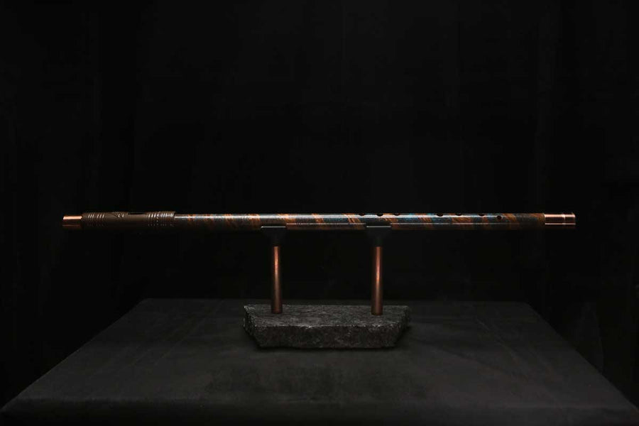 Low C Copper Flute #0166 in Turquoise Copper Spiral w/special endpiece