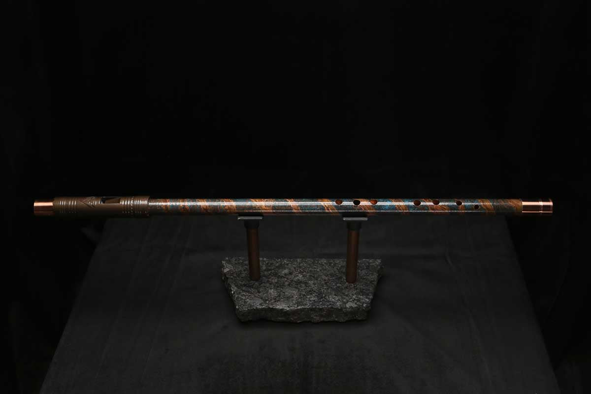 Low C Copper Flute #0166 in Turquoise Copper Spiral w/special endpiece