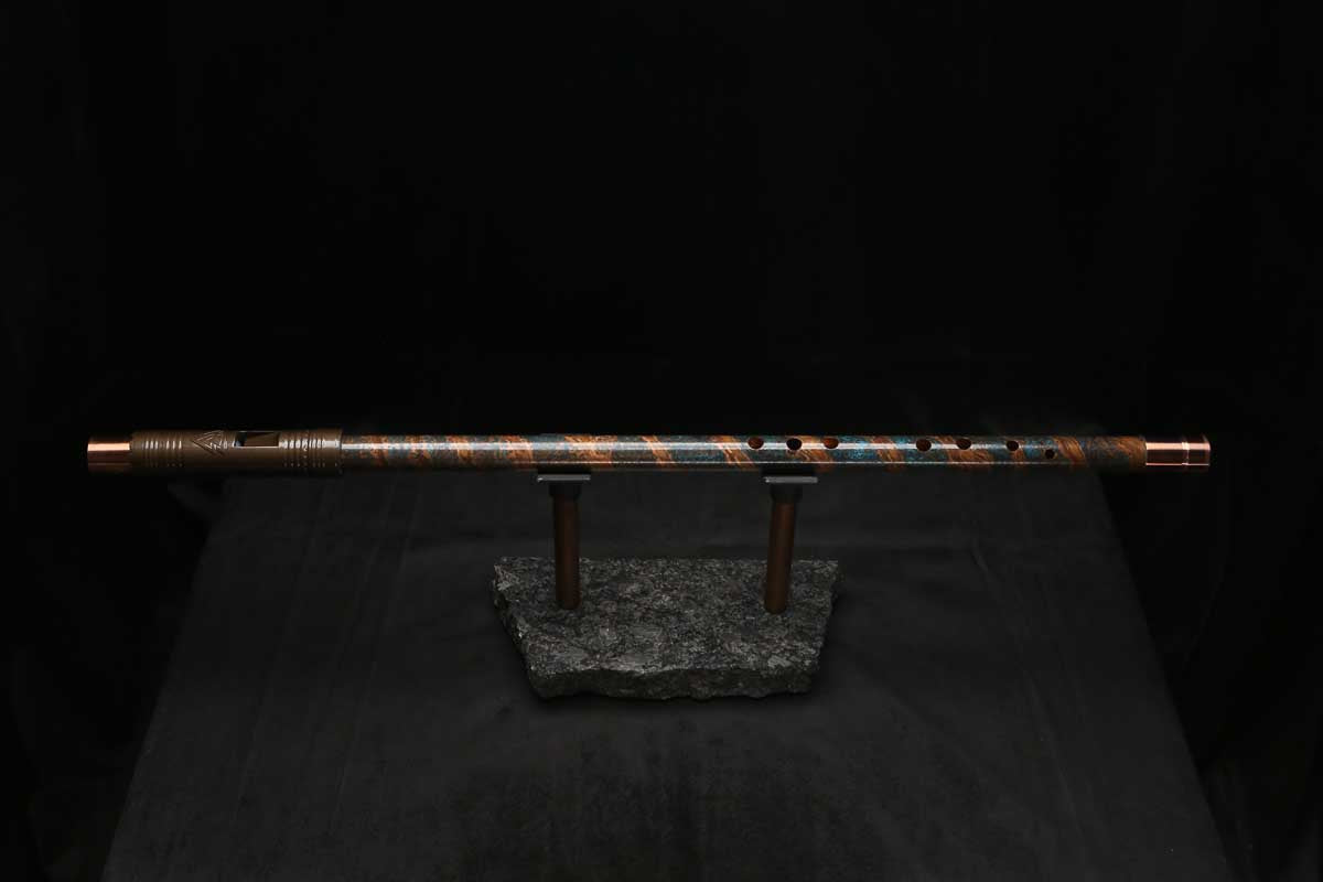 Low C Copper Flute #0166 in Turquoise Copper Spiral w/special endpiece