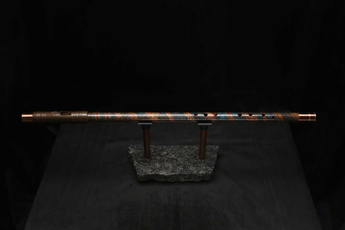 Low C Copper Flute #0166 in Turquoise Copper Spiral w/special endpiece