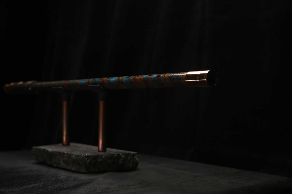 Low C Copper Flute #0166 in Turquoise Copper Spiral w/special endpiece