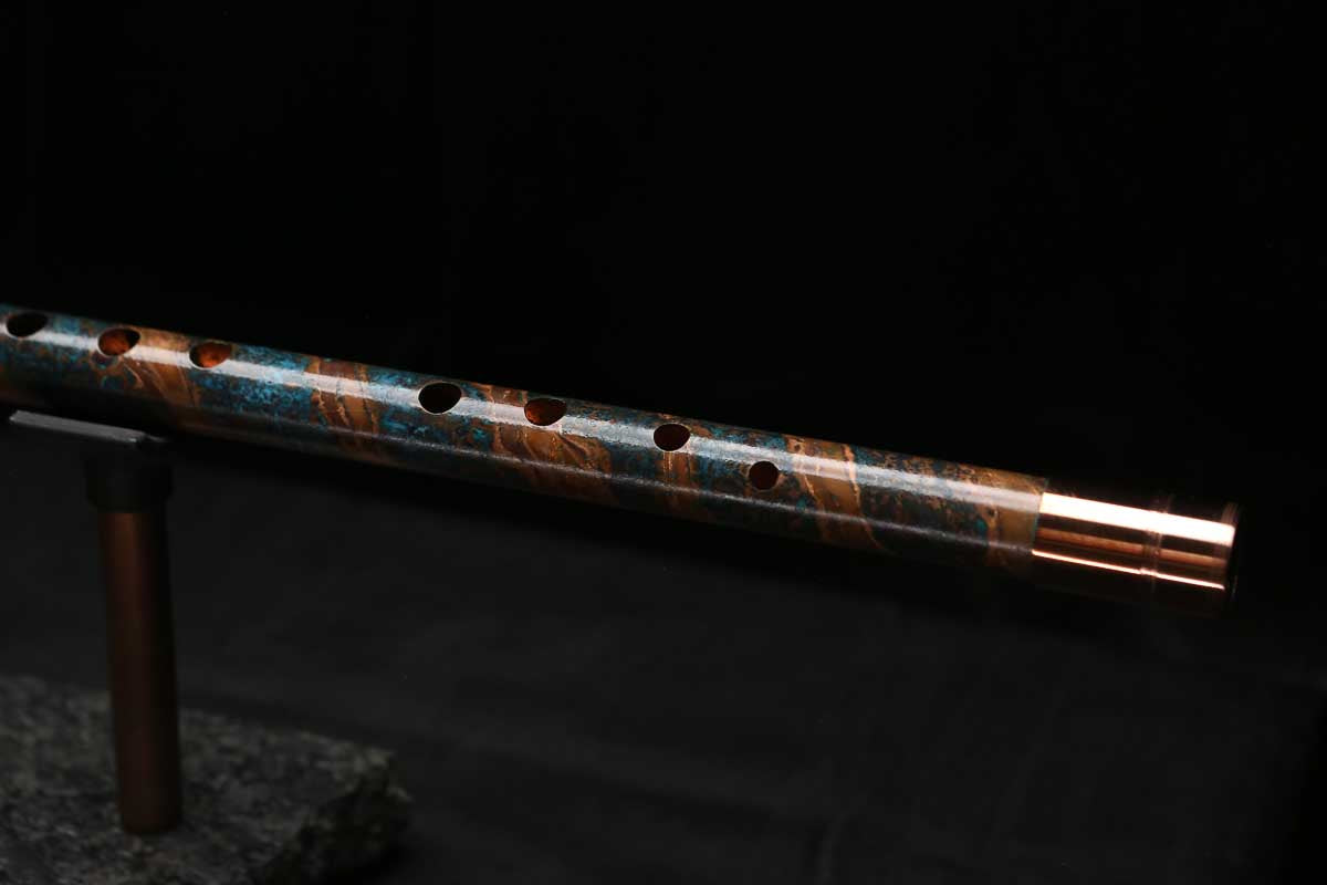 Low C Copper Flute #0166 in Turquoise Copper Spiral w/special endpiece