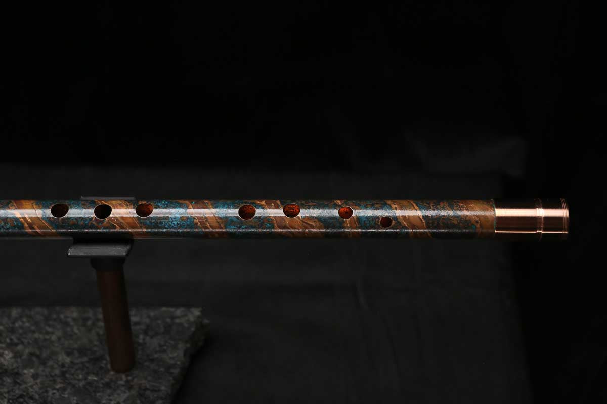 Low C Copper Flute #0166 in Turquoise Copper Spiral w/special endpiece