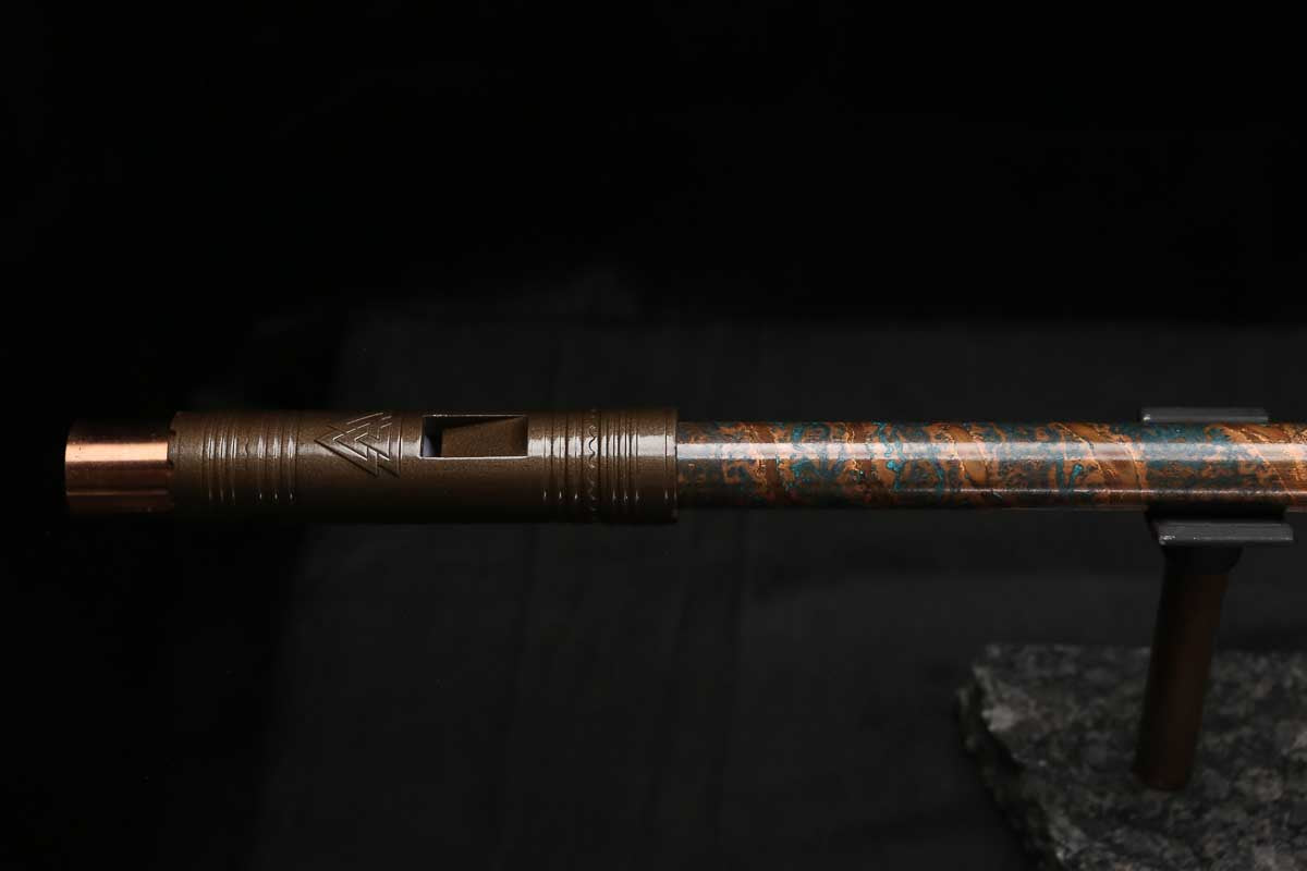 Low C Copper Flute #0166 in Turquoise Copper Spiral w/special endpiece