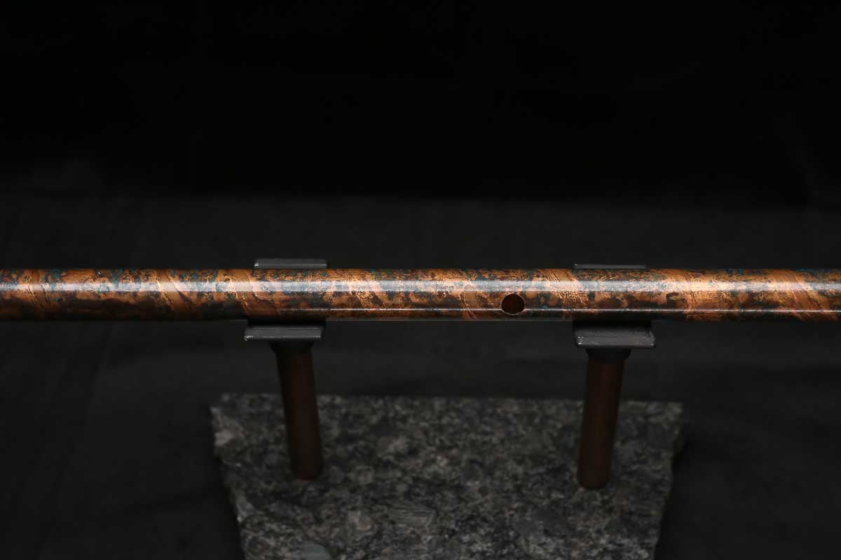 Low C Copper Flute #0166 in Turquoise Copper Spiral w/special endpiece