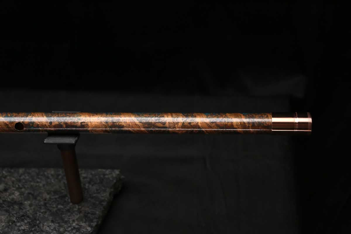 Low C Copper Flute #0166 in Turquoise Copper Spiral w/special endpiece