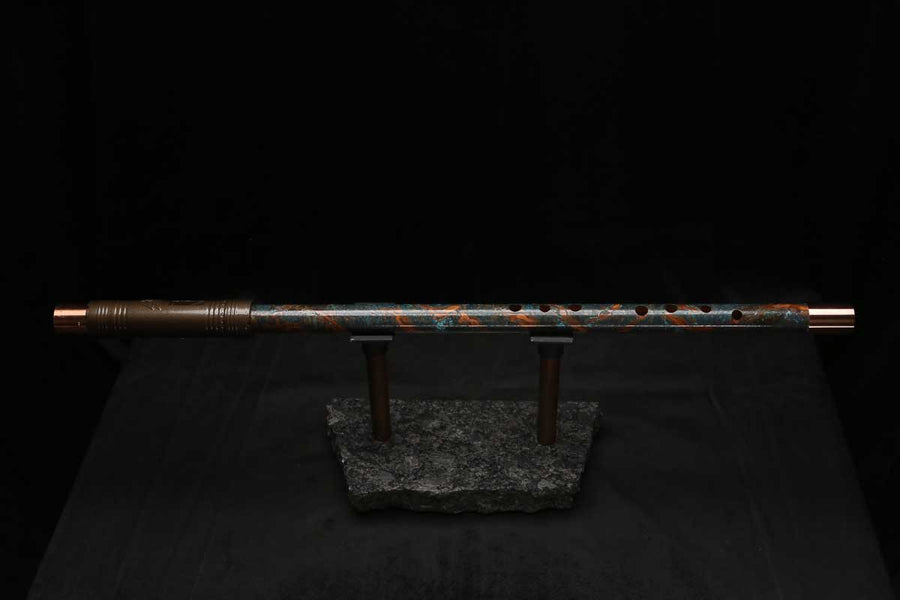 Low D Copper Flute #LDC0104 in Turquoise Spiral Burl