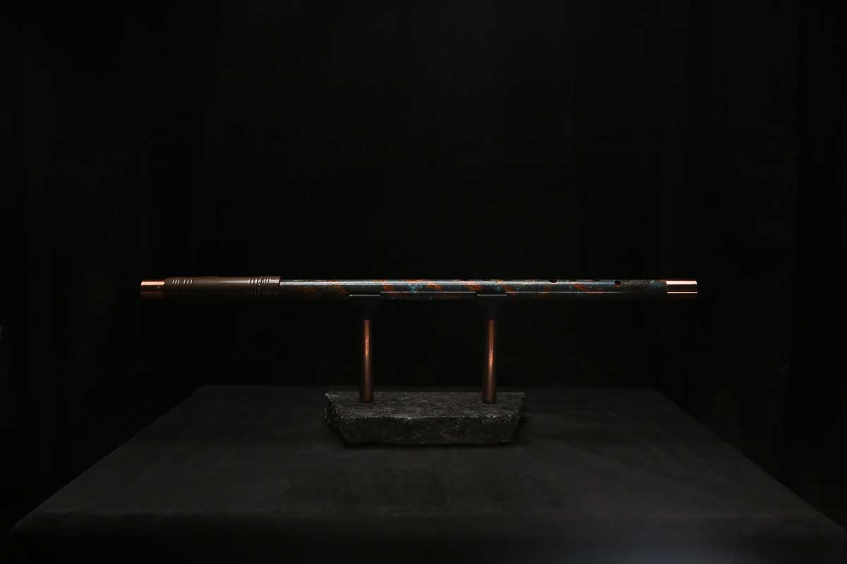 Low D Copper Flute #LDC0104 in Turquoise Spiral Burl