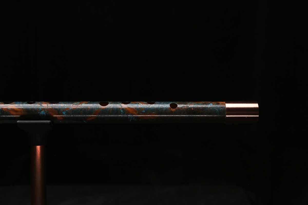 Low D Copper Flute #LDC0104 in Turquoise Spiral Burl