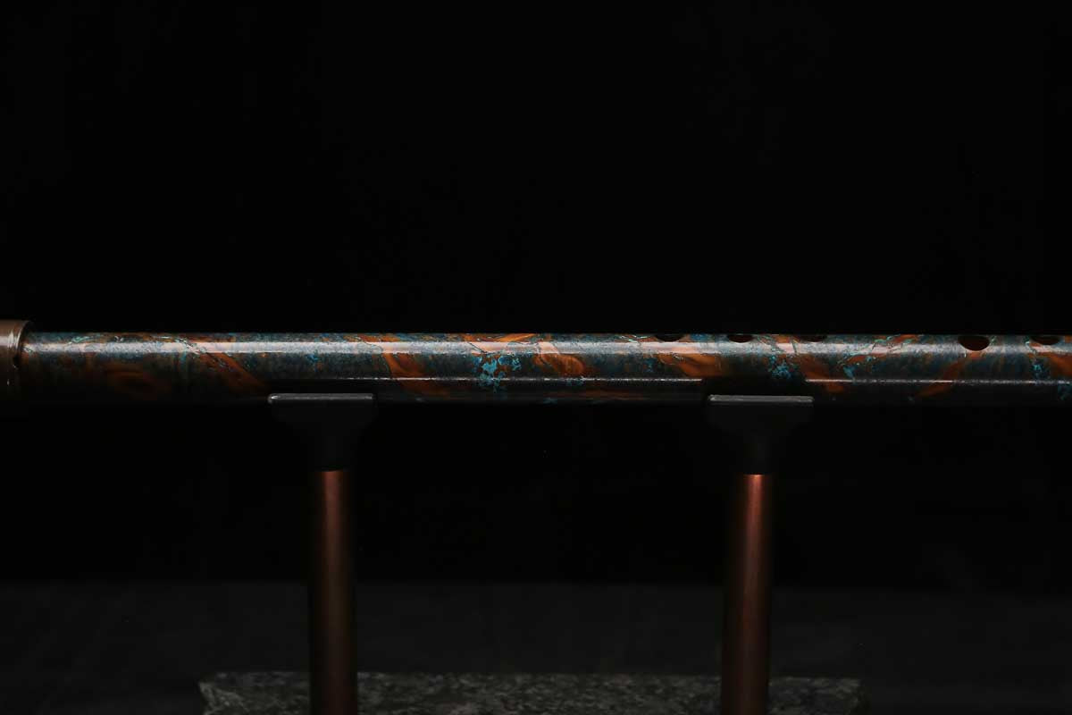 Low D Copper Flute #LDC0104 in Turquoise Spiral Burl