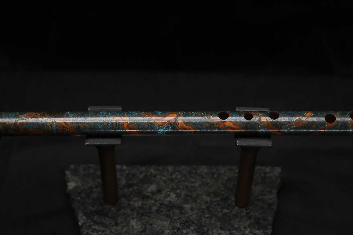 Low D Copper Flute #LDC0104 in Turquoise Spiral Burl