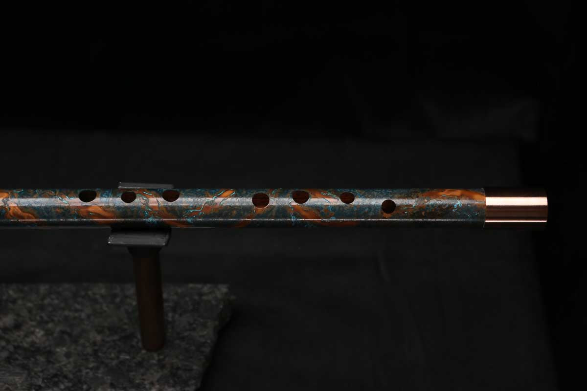 Low D Copper Flute #LDC0104 in Turquoise Spiral Burl