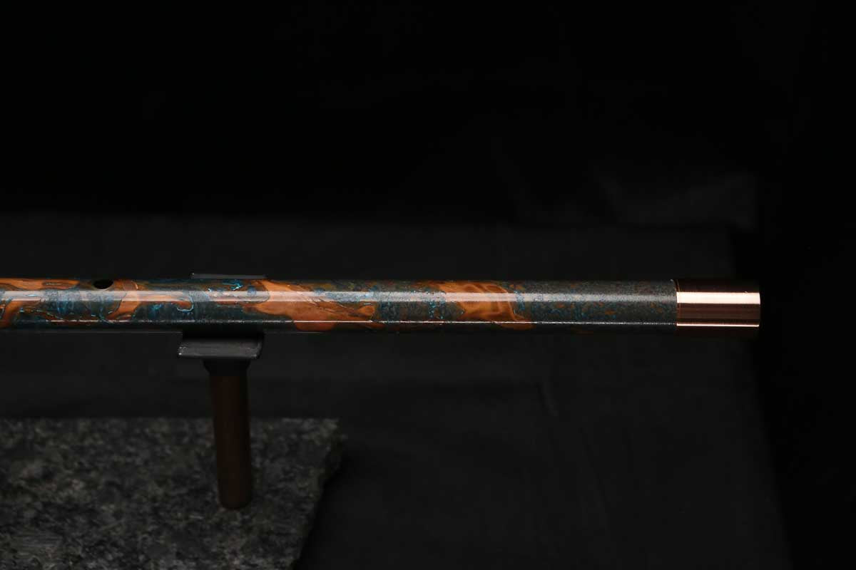 Low D Copper Flute #LDC0104 in Turquoise Spiral Burl