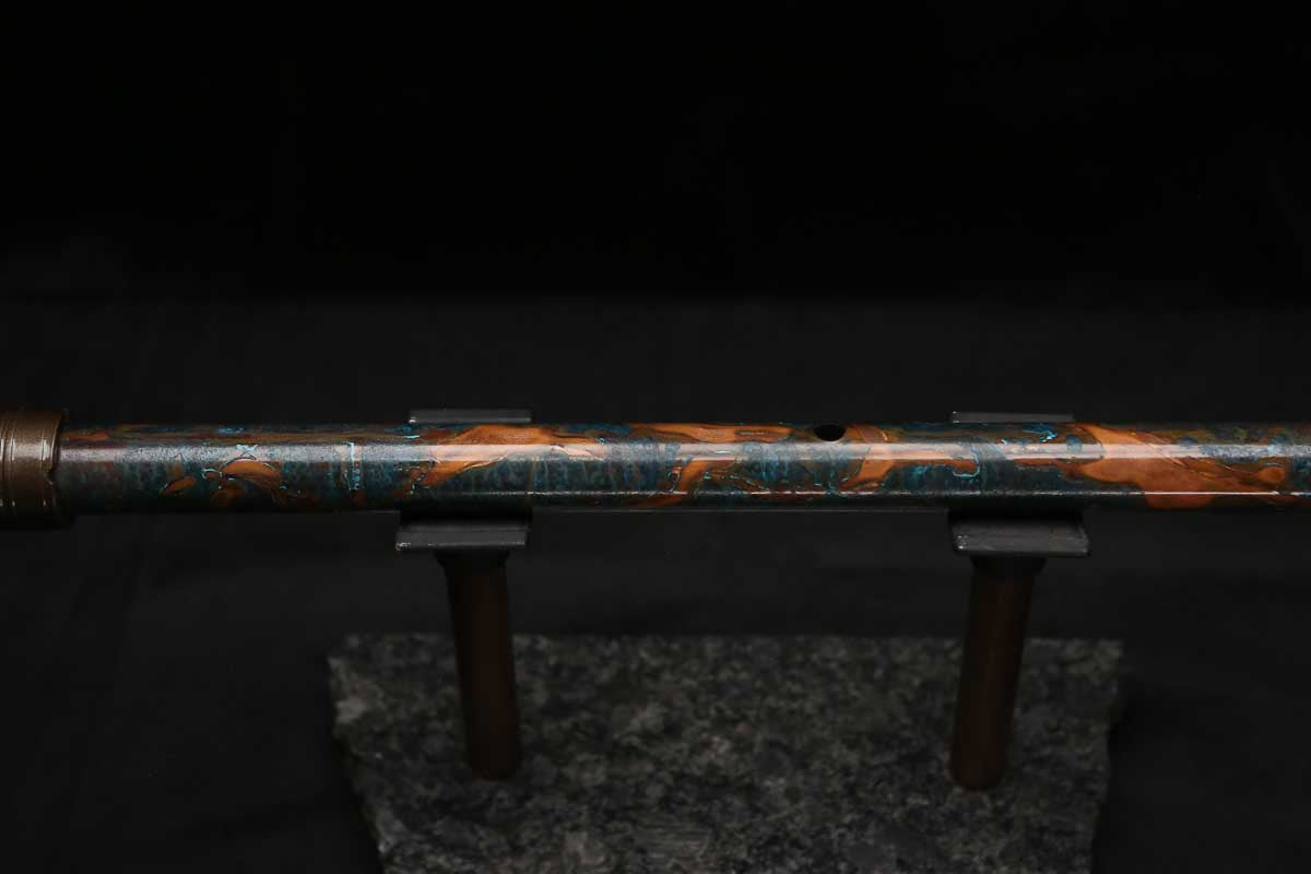 Low D Copper Flute #LDC0104 in Turquoise Spiral Burl