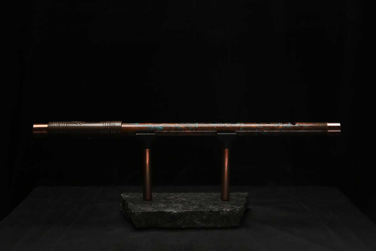 High F (Lullaby) Copper Flute #LE0107 in Turquoise Copper Burl