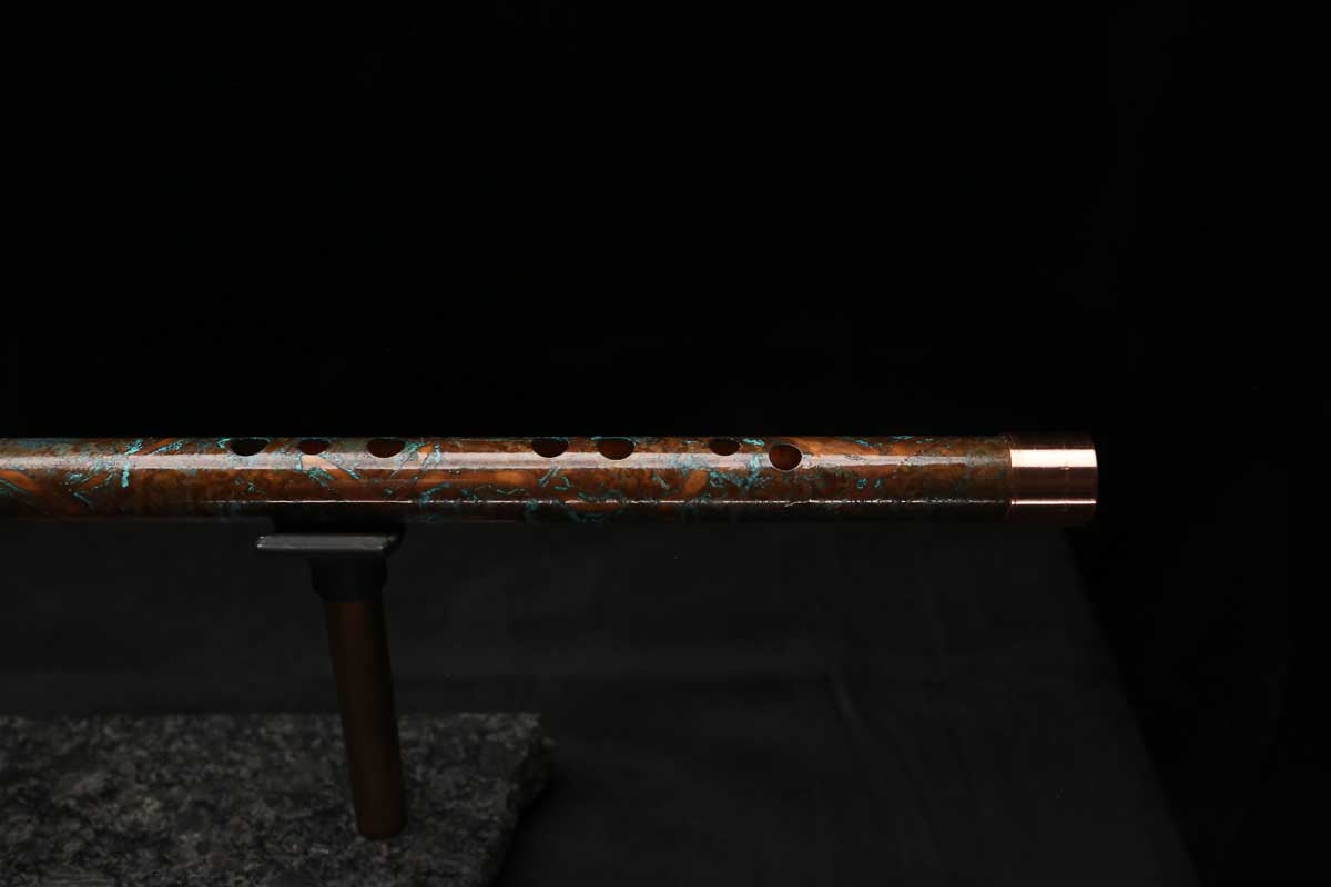 High F (Lullaby) Copper Flute #LE0107 in Turquoise Copper Burl