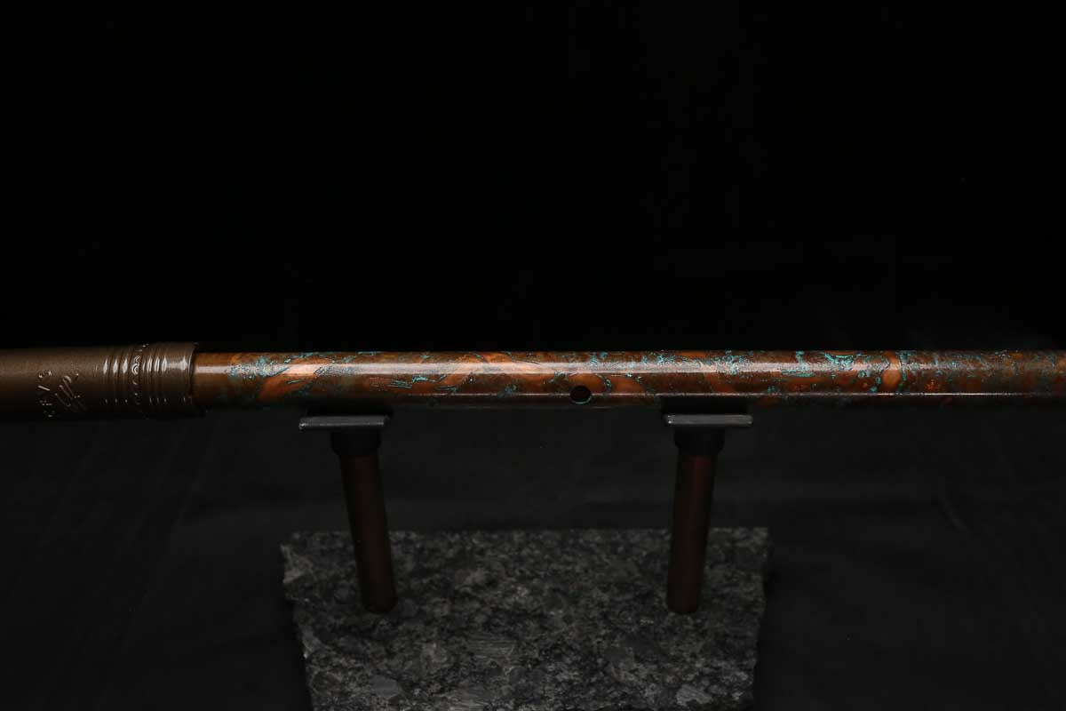 High F (Lullaby) Copper Flute #LE0107 in Turquoise Copper Burl