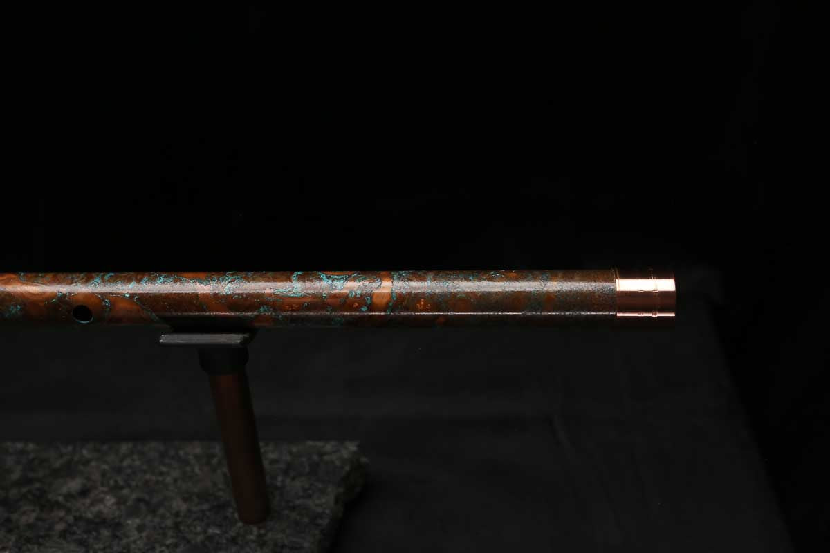 High F (Lullaby) Copper Flute #LE0107 in Turquoise Copper Burl