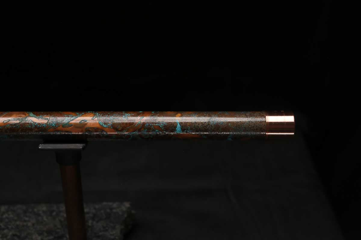 High F (Lullaby) Copper Flute #LE0107 in Turquoise Copper Burl