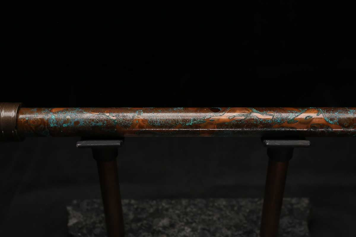 High F (Lullaby) Copper Flute #LE0107 in Turquoise Copper Burl
