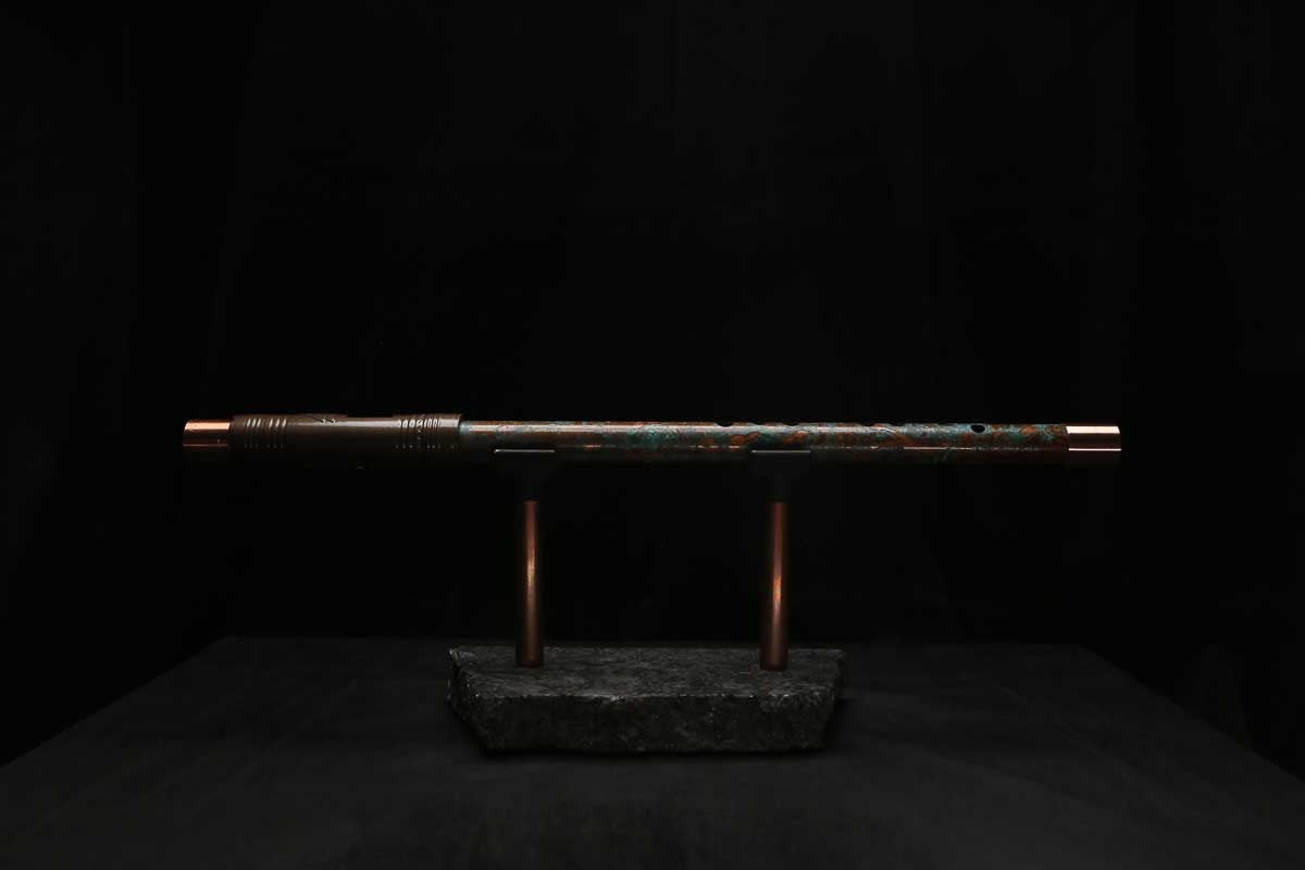 High F (Lullaby) Copper Flute #LE0106 in Turquoise Copper Burl