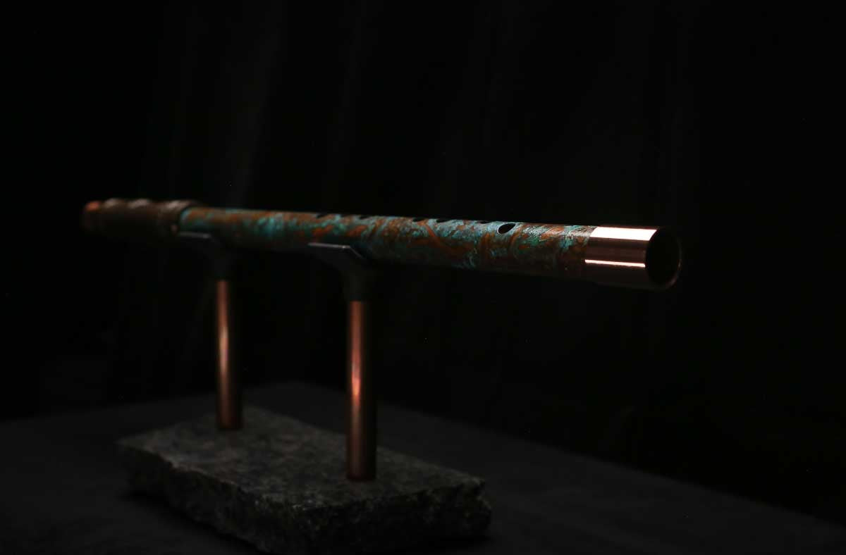 High F (Lullaby) Copper Flute #LE0106 in Turquoise Copper Burl