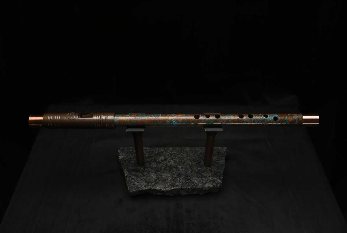 High F (Lullaby) Copper Flute #LE0106 in Turquoise Copper Burl